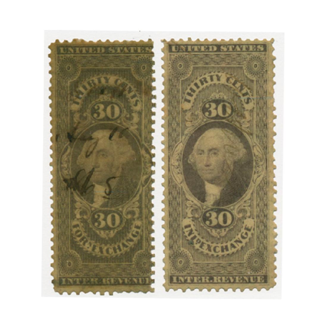 1861 US 30c Revenue Stamp Set 2pcs (1 of 1)
