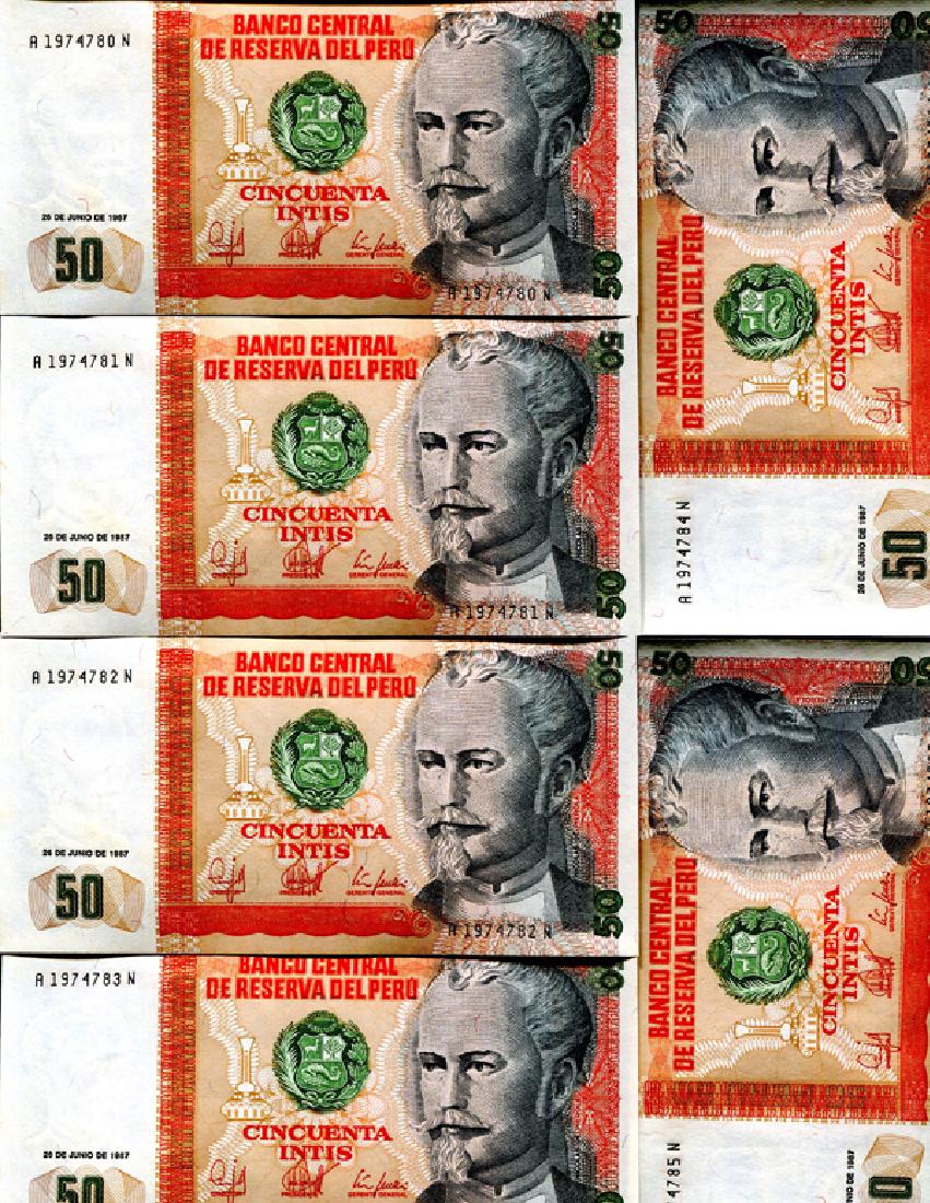 1987 Peru 50 Intis Crisp Unc Note 10pcs Scarce (1 of 4)