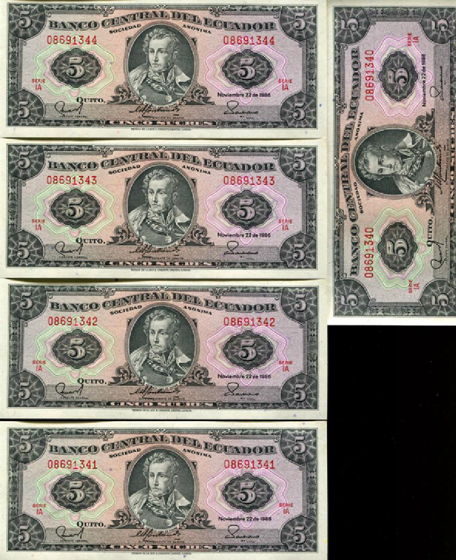 1988 Ecuador 5S Crisp Unc Note 10pcs Scarce Sequential (1 of 4)