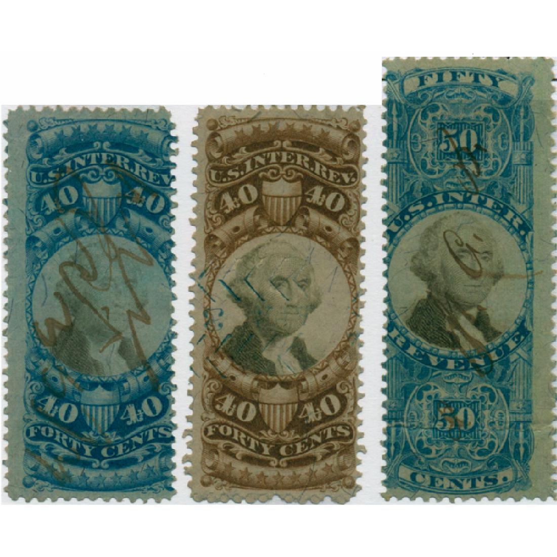 1871 US 40c 40c 50c Revenue Stamps (1 of 1)