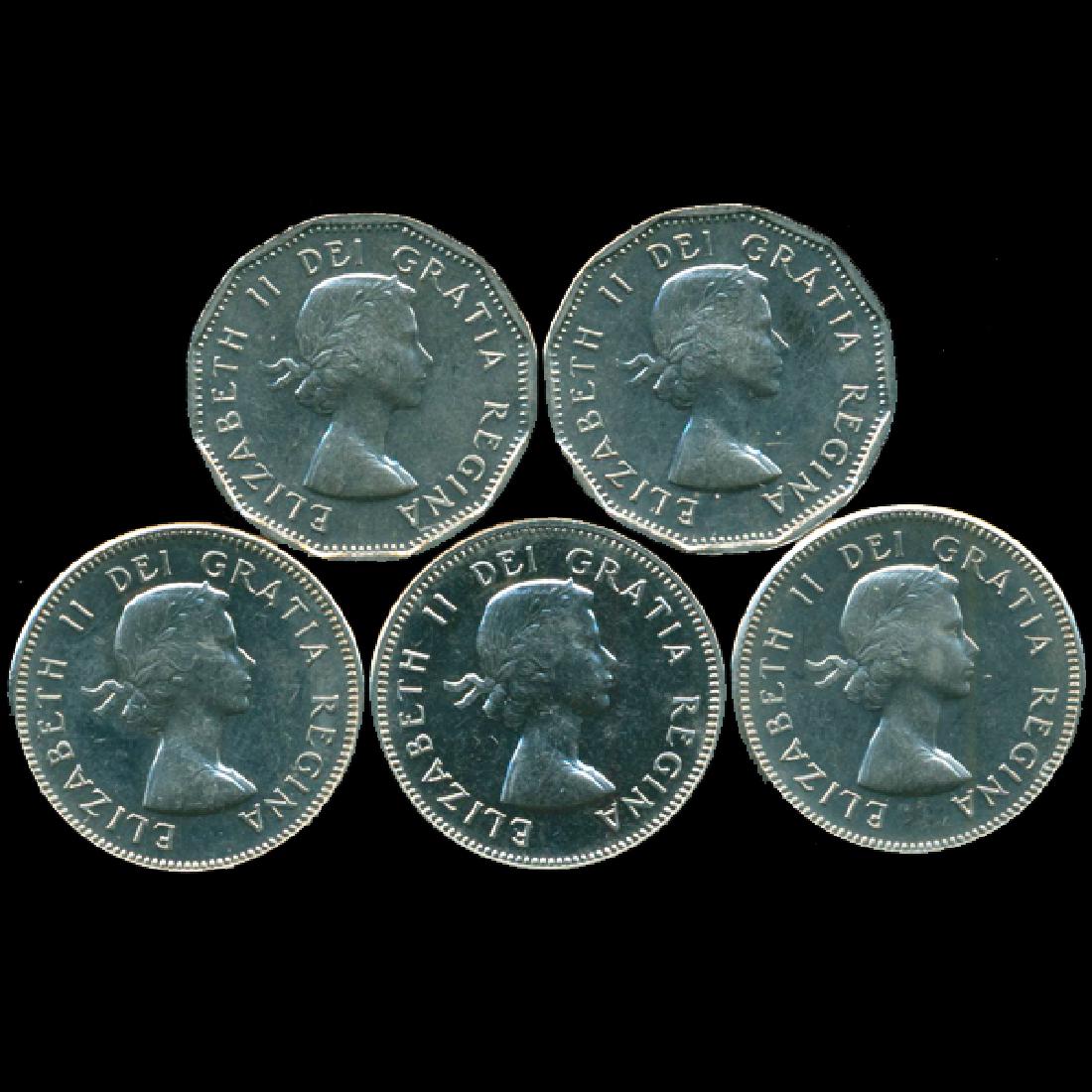 1962-65 Canada 5c Nickel Prooflike MS 63/64 5 pcs (1 of 2)
