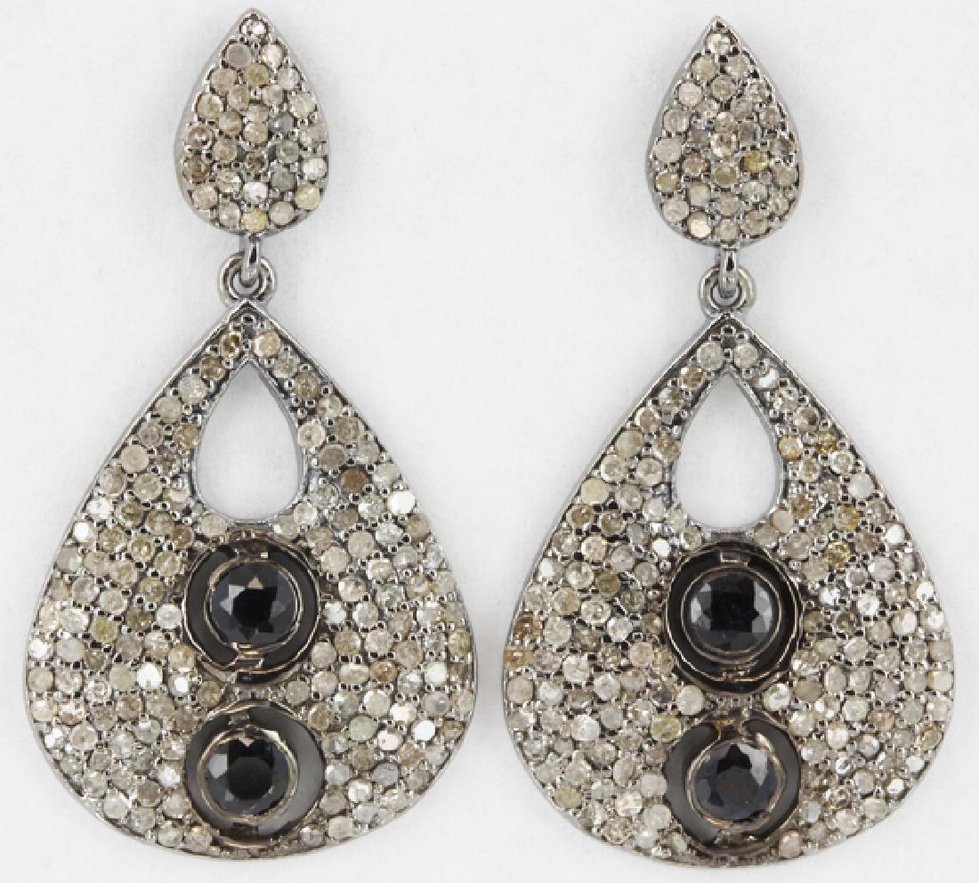 43.7twc Black Rhodium Sterling Diamond Earrings (1 of 2)