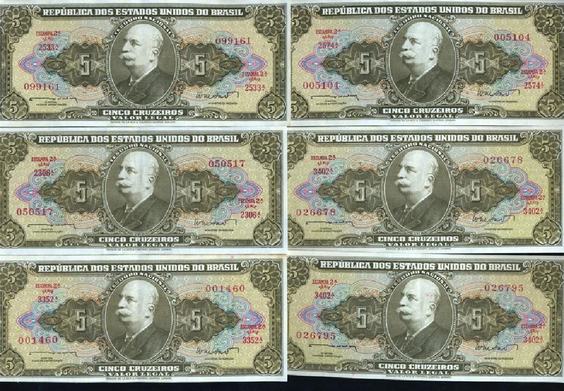 1962 Brazil 5C Crisp Unc Note 10pcs Scarce Sequential (1 of 4)