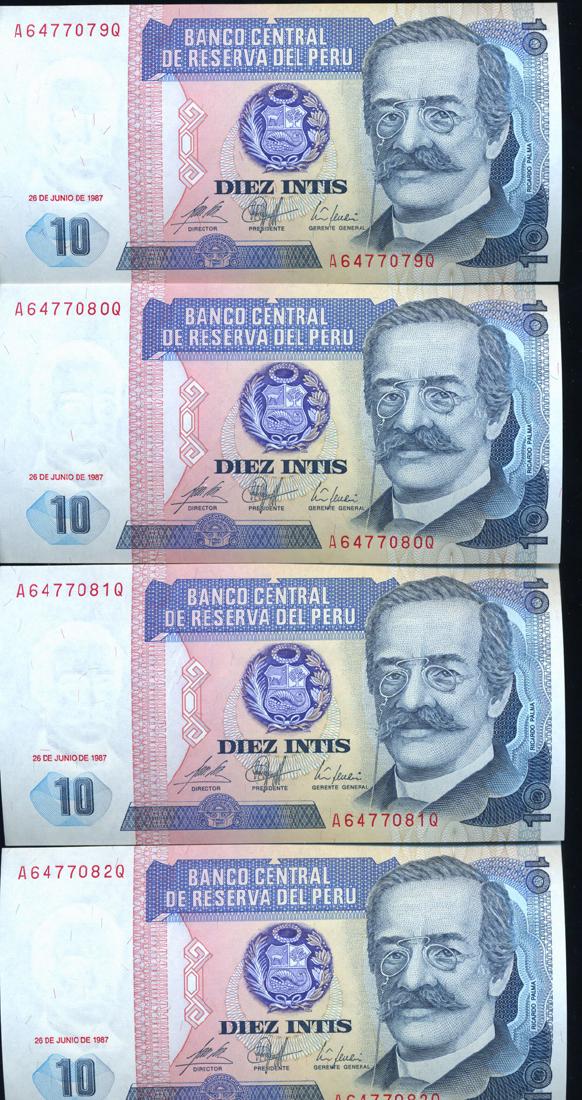 1987 Peru 10 Intis Crisp Unc Note 10pcs Scarce (1 of 4)