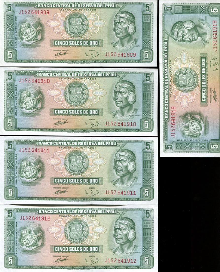 1969 Peru 5S Crisp Unc Note 10pcs Scarce Sequential (1 of 4)