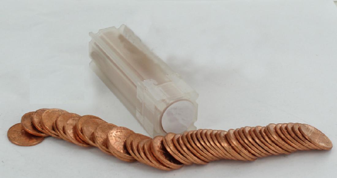 1974D Unsearched Estate Hoard BU 1c Roll of 50: One unsearched brilliant uncirculated roll of the date listed from the partially pictured estate hoard of a very picky penny hoarder! This guy put away only choice or better coins. 10000+ rolls and we
