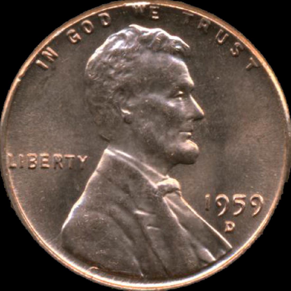 1959D Lincoln Cent GEM+ Unc Red Filled R ERROR (1 of 2)