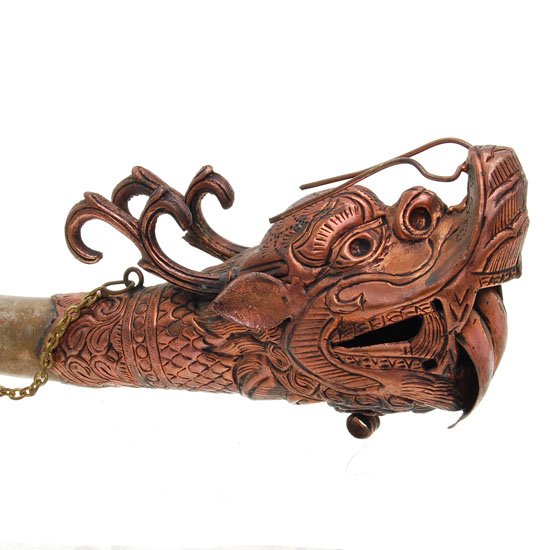 Vintage Nickel Brass Tibet Ritual Horn - 2