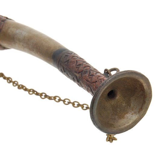 Vintage Nickel Brass Tibet Ritual Horn - 4