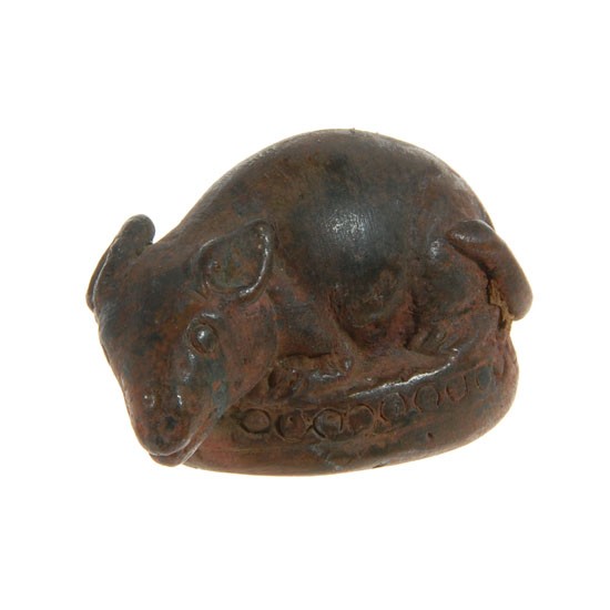 Antique Thai Rat Bronze Opium Weight: Excellent rare antique bronze piece; well crafted; 210 grams; 2"