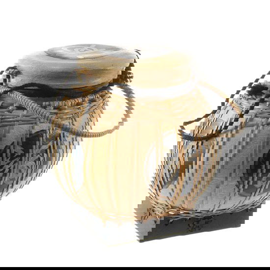 Hand Decorated Rice Container: Mastic Over Hand-Woven Bamboo, Used for Storage of Rice and Grain, 8"