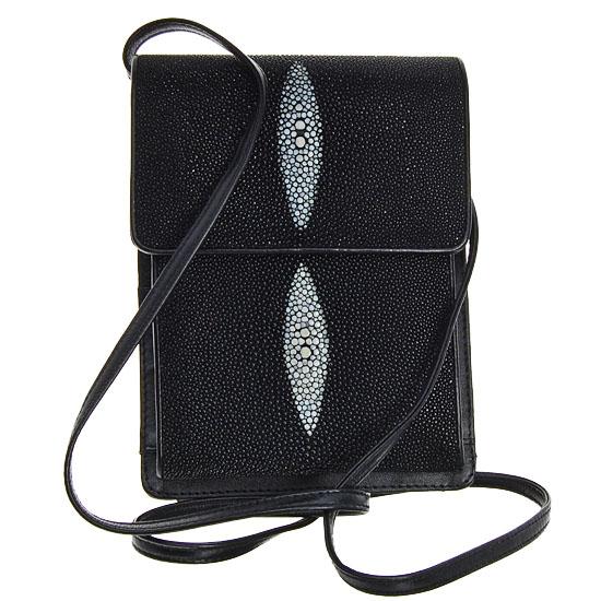 Unisex Stingray Shoulder Bag 3 Pelts: Well made from 3 skins new stingray hide shoulder bag perfect for travel or smell camera; fold out interior includes zippered compartment; coin holder; pen holder; ID holder; multiple card slots and a