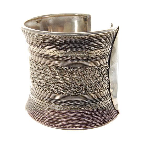 Handmade Hill Tribe Sterling Silver Cuff Bracelet: Beautiful handmade Nomadic Hilltribe cuff bracelet, sterling silver, 130 grams 2.5"