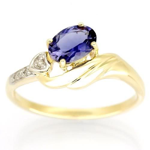 0.94Ct Natural Iolite & Diamond Solid 9K Ring: Excellent well-made NEW piece