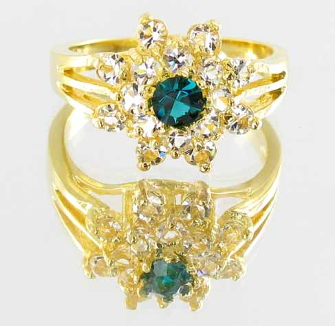 17ctw Lab Dia/Sapphire 22k Gold Vermeil Ring: Stunning! Heavy gold layer