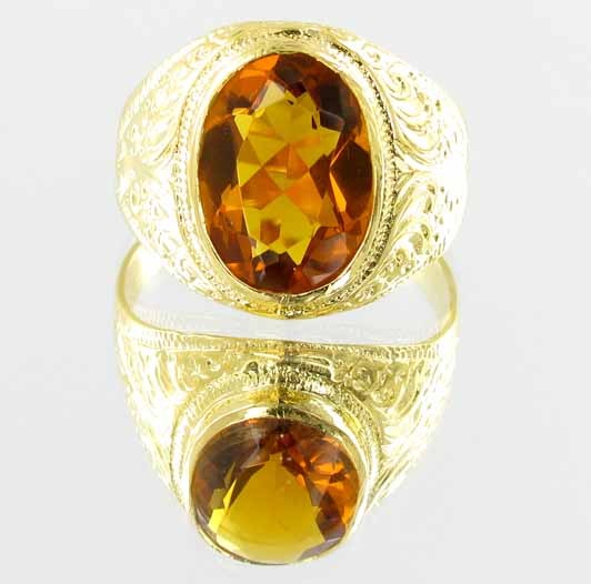 23ctw Lab Yellow Sapphire 22k Gold Vermeil Ring: Stunning! Heavy gold layer