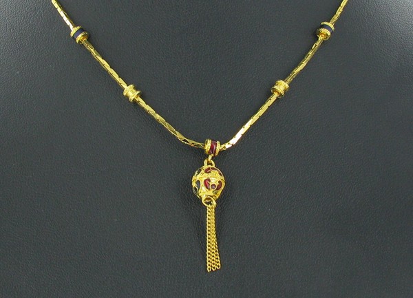 22k Gold Vermeil & Blue Enamel Necklace 16": Excellent well crafted piece