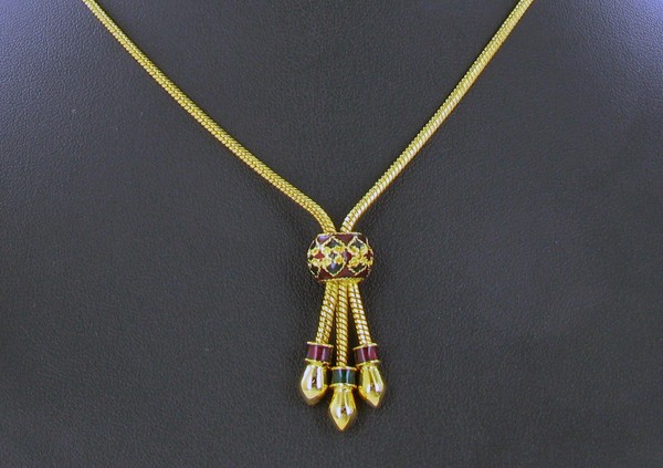 22k Gold Vermeil & Blue Enamel Necklace 16": Excellent well crafted piece