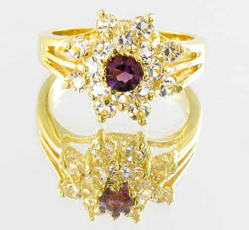17ctw Lab Diamond/Ruby 22k Gold Vermeil Ring: Stunning! Heavy gold layer