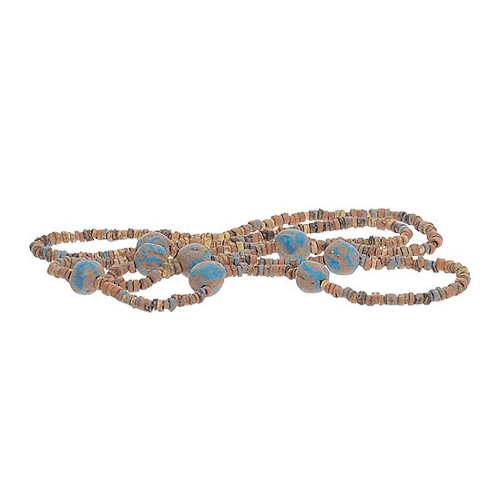 Rare Ancient Egypt Colored Bead Necklace 2600y/o: Rare intact Egyptian colored bead necklace in excellent condition; found intact in Sinai; restrung; approximately 600BC; 32"