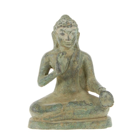 Antique Burma Bronze Buddha 2 Hand Positions: Excellent mid 1800s bronze, fabulous patina, museum quality, exhibits 2 Buddha hand positions, 5"