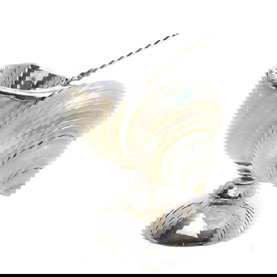 Sterling Silver & Polished Shell Salt Cellar: Excellent hand made piece; 2.25" 75 grams;