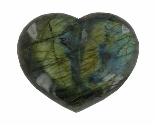 645ct Gem Grade Labradorite Polished Heart: Excellent hi-grade piece; Neon Peacock Colors