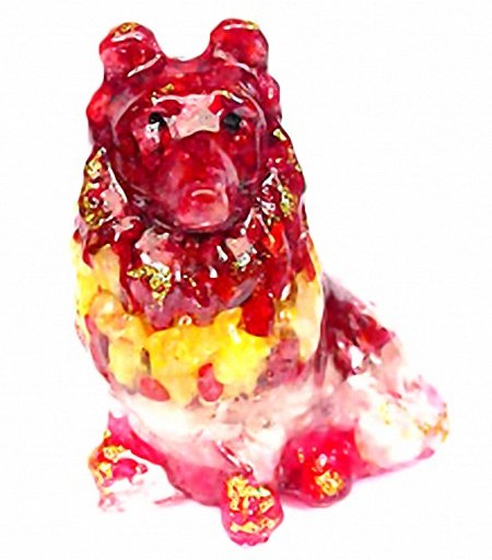 525ct. Dog Statue Fancy Color Sapphire~Topaz: Rare piece; made of translucent fancy sapphire