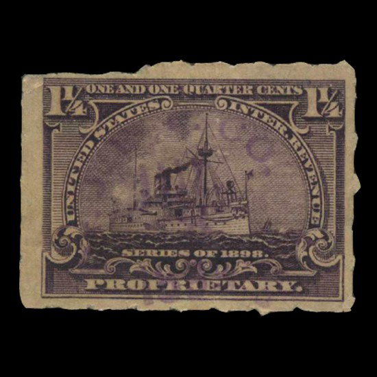 1898 US 1.25c Proprietary Revenue Stamp NICE: Scarce early issue with no hidden faults