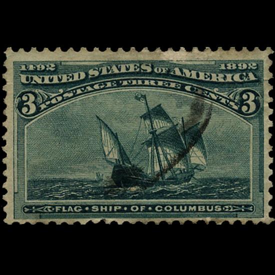 1892 US Colombian Exposition 3c Used Stamp: Excellent with light cancel and no hidden faults