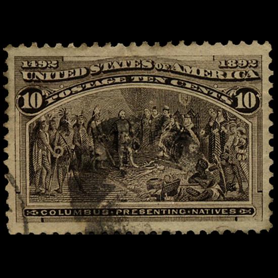 1892 US Colombian Exposition 10c Used Stamp: Excellent with light cancel and no hidden faults