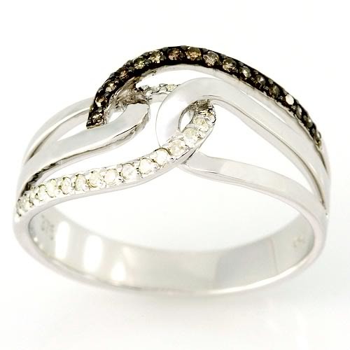 0.36Ct Brown White Diamond Ring White 9K Gold: Excellent well-made NEW piece
