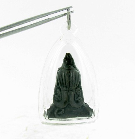 Antique 1800s See No Evil Buddha Thai Amulet: Excellent early bronze piece in protective case; 2"