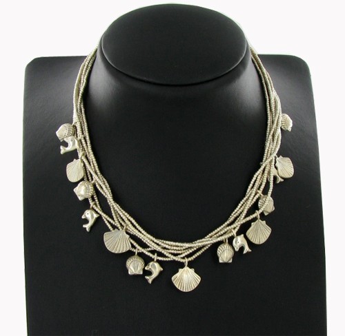 Sterling Silver Hilltribe Necklace: Excellent heavy sterling silver piece; handcrafted by Golden Triangle nomadic tribes; 55 grams;