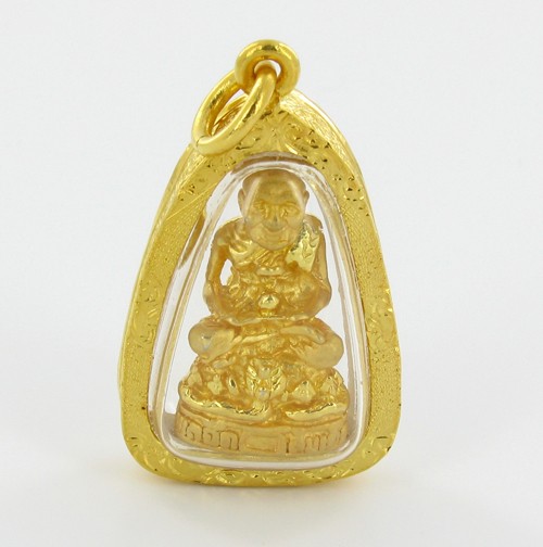 22k Gold Vermeil Famous Monk Thai Buddhist Amulet: Excellent well crafted piece