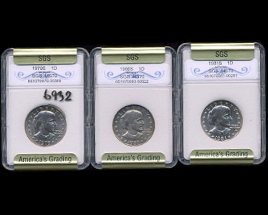 1979S 80S 81S Anthony $1Coin Graded GEM Set 3: Graded MS70; look MS65/66+