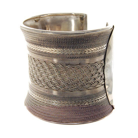 Handmade Hill Tribe Sterling Silver Cuff Bracelet: Beautiful handmade Nomadic Hilltribe cuff bracelet, sterling silver, 130 grams 2.5"