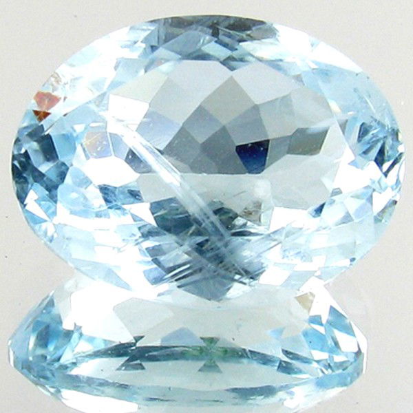4.63ct Blue Acquamarine Appraised $15k: Excellent sky blue colored specimen oval cut; lab quality evaluation 9; treatment as noted; Gem Guide wholesale $1852-$2778; full retail appraisal $14989; full lab evaluation available