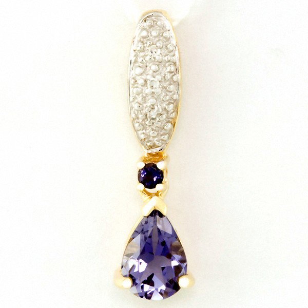 .93ct Natural Iolite Diamond 9k Gold Pendant: Excellent NEW well crafted piece; full retail 10 to 20 times our opening bid