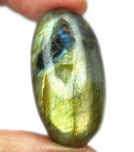 48ct Brilliant Flash Labradorite Cabochon Gem: Rare natural stone with treatment; well colored with excellent light pattern