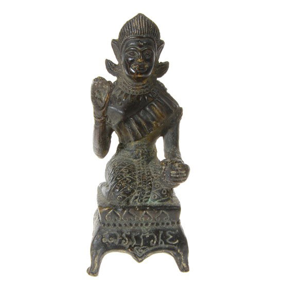 Rare Antique Thai Nang Kwap Bronze: Excellent early 1900s Thai piece; Nang Kwap Thai prosperity Goddess; 5.5"