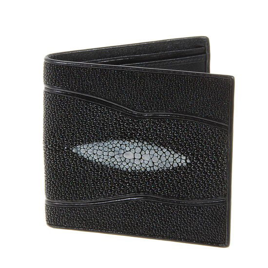 Mens Stingray Hide Skin Wallet: Well made; brand new mens Stingray Hide wallet. Sought after back diamond marking at center. 4.5" x 4" when folded; multiple card slots; bill slots and license flap inside.