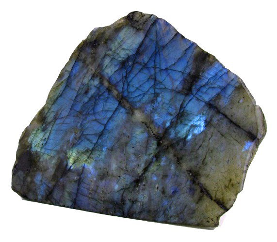 9400ct Gem Grade Labradorite Polished Slab 8": Excellent hi-grade piece; ready for final cutting; Neon Peacock Colors