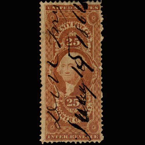 1860s US Revenue Stamp 25c Power of Atty: Excellent with light cancel and no hidden faults