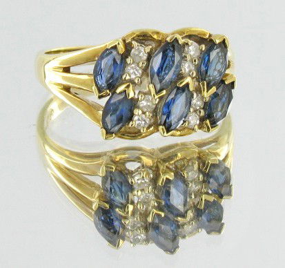 1.3ct Ceylon Blue Sapphire & Diamond 10k Ring: Wonderful NEW 10k gold sapphire and .15ct diamond ring