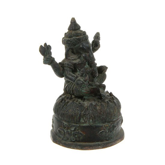 Antique Cambodian Bronze Ganesh 1800s: Excellent rare piece; late 1800s; Cambodian bronze Ganesh (Pi Ganet; son of Siva); 6"