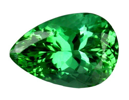 19.2ct Flawless Pear Cut Patroke Green Kunzite: Excellent piece; well cut & colored; with treatment