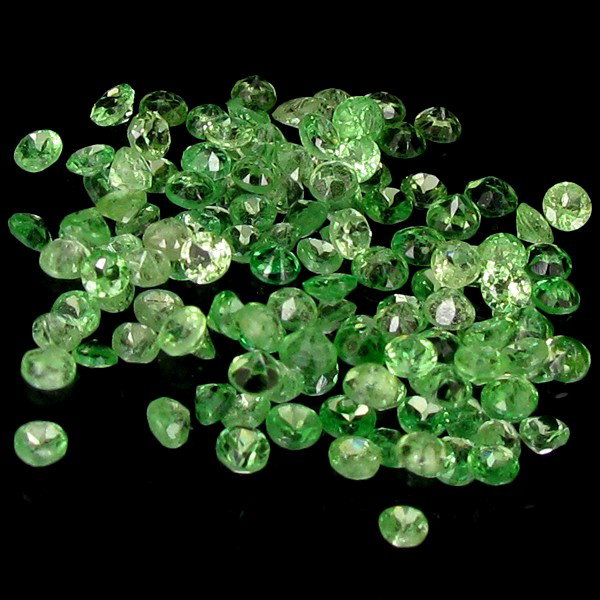1.40ct Round Cut Tsavorite Garnet Parcel: Excellent parcel; well cut and colored; with treatment