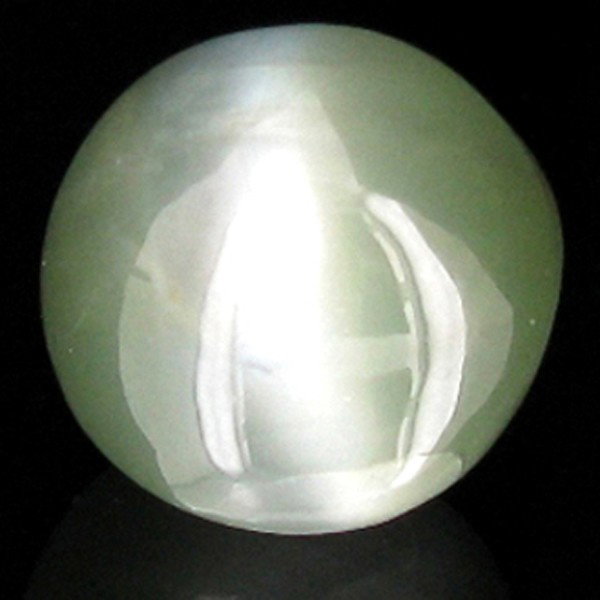 3.43ct Chrosyberyl Cat's Eye Appraised $23k: Excellent grass green colored specimen round cut; lab quality evaluation 7; treatment as noted; Gem Guide wholesale $3430-$5145; full retail appraisal $23152; full lab evaluation available