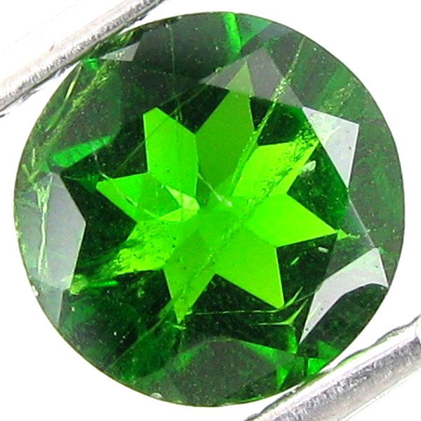 1.39ct Round Forest Green Chrome Diopside: Excellent specimen; well cut & colored; with treatment